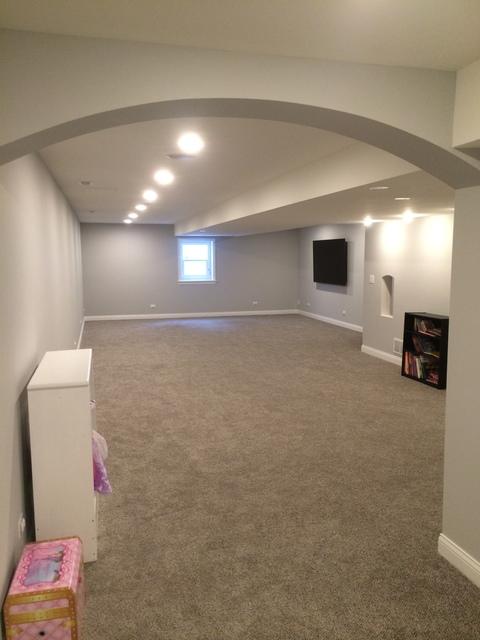 Contemporary Basement with great open play area