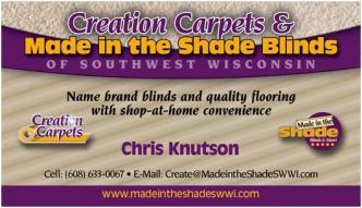 Creation Carpets & Made in the Shade Blinds of Southwest Wisconsin logo
