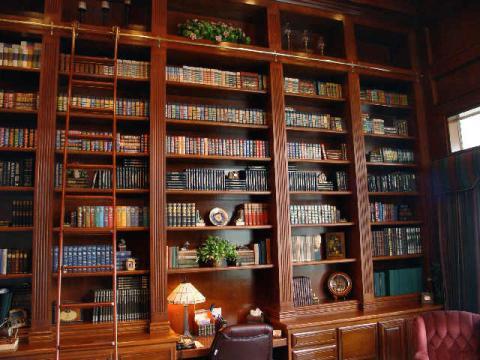 Traditional Library with tiffany style lamp
