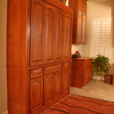 Transitional Library with cabinet crown molding