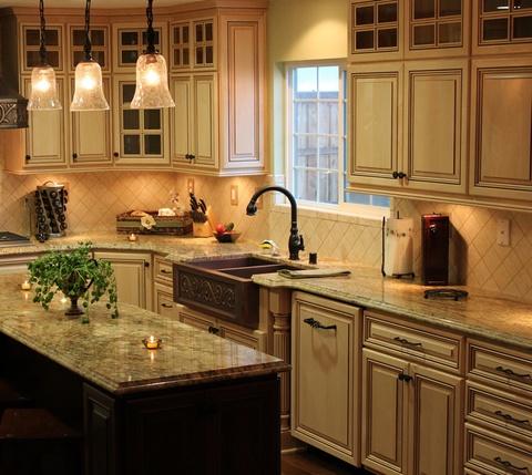 Traditional Kitchen with high arc kitchen faucet with pull out sprayer