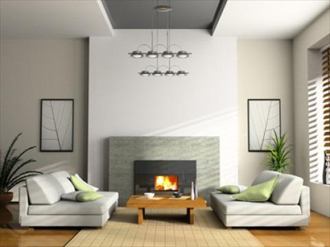Contemporary Family Room with light gray modern style couches