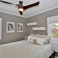 Contemporary Bedroom with dark wood modern style ceiling fan with lights