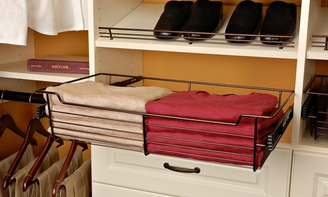 Traditional Closet with adjustable closet shelving