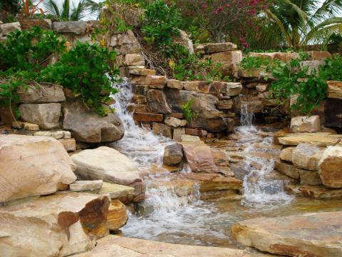 Transitional Landscape with large water fall feature