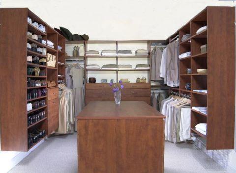 Traditional Closet with floating shelves