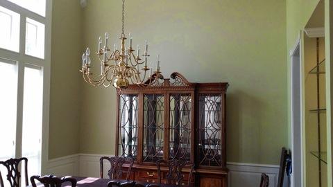 Colonial Dining Room with green faux finish on walls