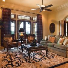Traditional Living Room with black and cream floral area rug