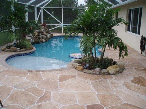 Contemporary Pool with screened in pool