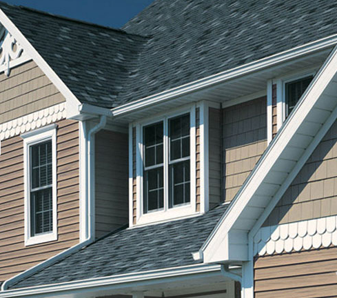 Victorian Home Exterior in Goshen - brown shingle siding, white house ...