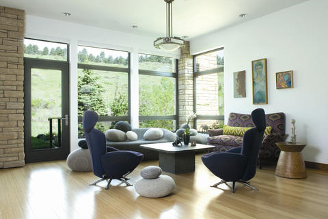 Modern Living Room with blue modern style chair