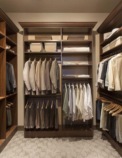 Traditional Closet with white painted walls