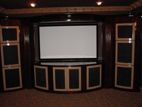 Traditional Home Theater with custom built in to house system components