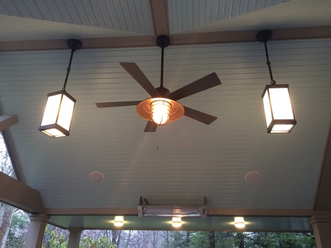 Contemporary Sunroom with ceiling fan and light