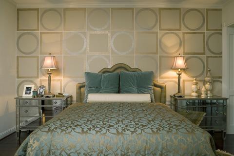 Contemporary Bedroom with upholstered headboard