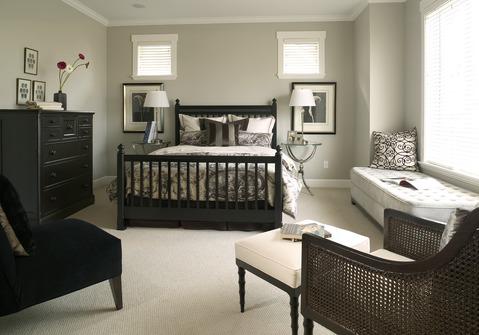 Contemporary Bedroom with wall to wall carpet