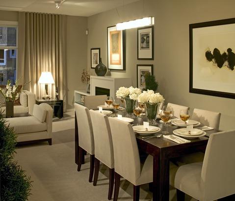 Modern Dining Room with upholstered dining chairs