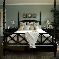 Contemporary Bedroom with quilted bedspread