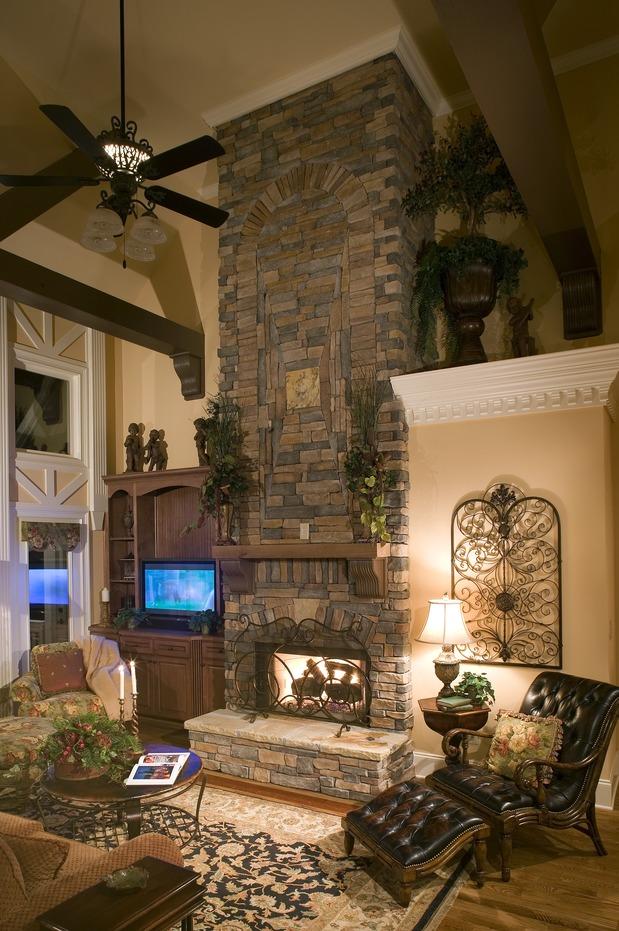 Tuscan Family Room Photo - warm, stone | by DesignMine Private Gallery