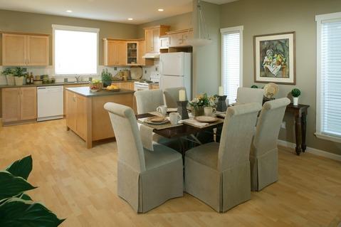 Traditional Kitchen with neutral dining chairs