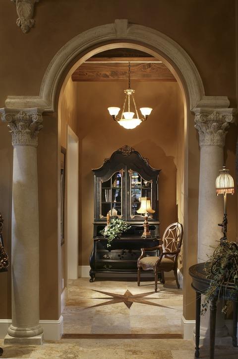 Traditional Hallway with spider web back chair