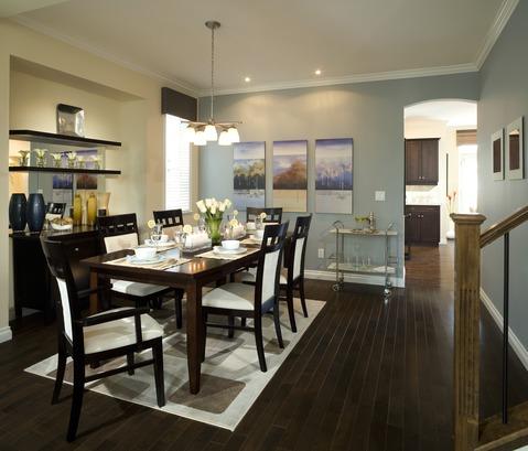 Contemporary Dining Room with upholstered dining chairs