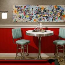 Modern Dining Room with colorful contemporary wall art