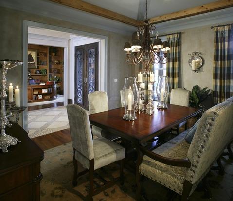 Transitional Dining Room with velvet upholstered dining chairs