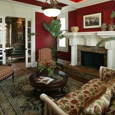 Traditional Living Room with white paneling around fireplace