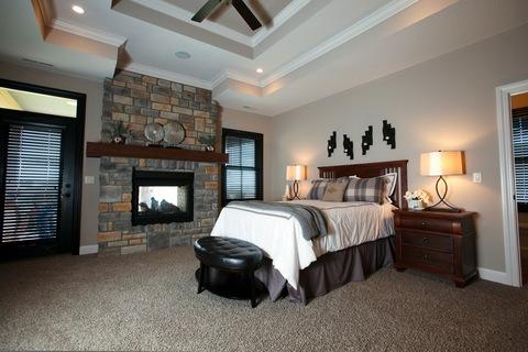 Contemporary Bedroom with see through fire place