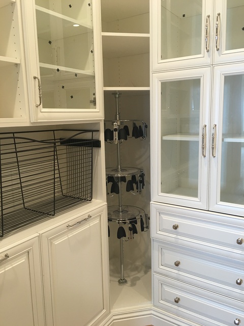 Traditional Closet with raised panel cabinets