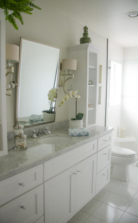 Transitional Bathroom with stainless steel bathroom fixture