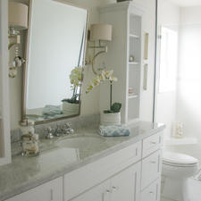 Transitional Bathroom with stainless steel bathroom fixture
