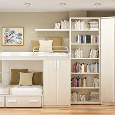 Contemporary Bedroom with under bed storage drawers