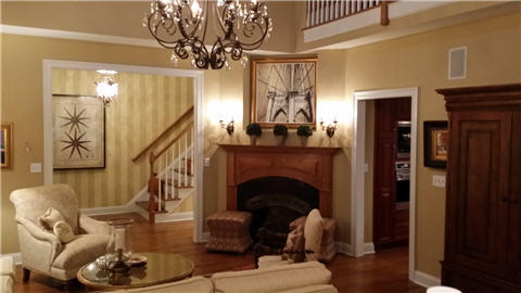 Traditional Living Room with traditional style living room with corner fireplace