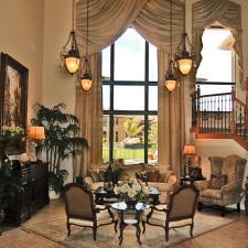Traditional Living Room with fabric custom drapes window covering