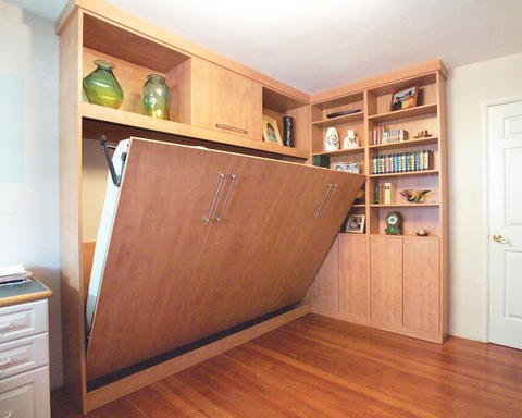 Contemporary Home Office with slab panel cabinets