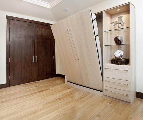 Contemporary Home Office with recessed panel doors