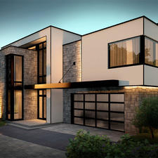 Modern Home Exterior with floor to ceiling windows