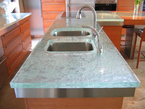 Modern Kitchen with textured glass countertop
