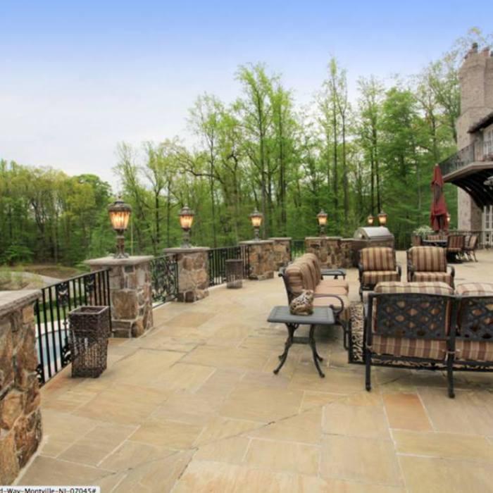 Stamped concrete backyard patio