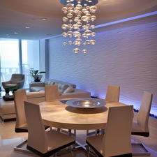 Modern Dining Room with modern style dining room with view into family room