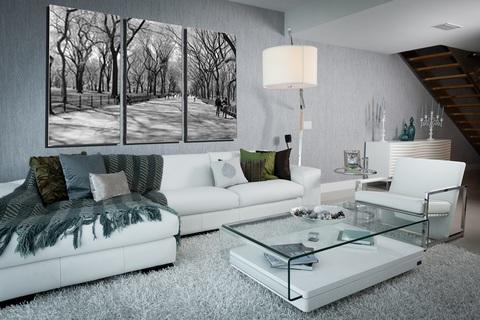 Contemporary Family Room with contemporary style floor lamp with drum shade