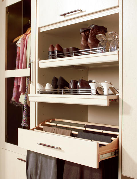 Traditional Closet with hanging pants drawer