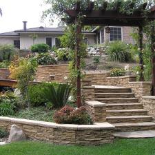 Transitional Landscape with stone brick half wall