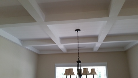 Colonial Dining Room with coffered ceiling
