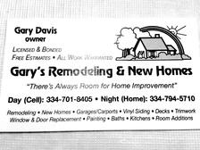 Gary's Remodeling & New Homes logo