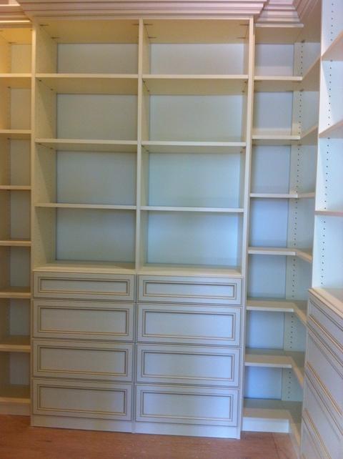 Transitional Library with glaze finish on drawers