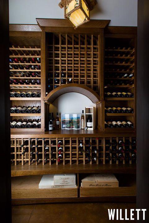 Contemporary Wine Cellar with custom wood wine cellar