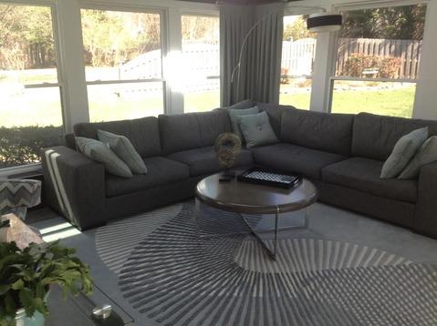 Contemporary Sunroom with contemporary patterned area rug carpet